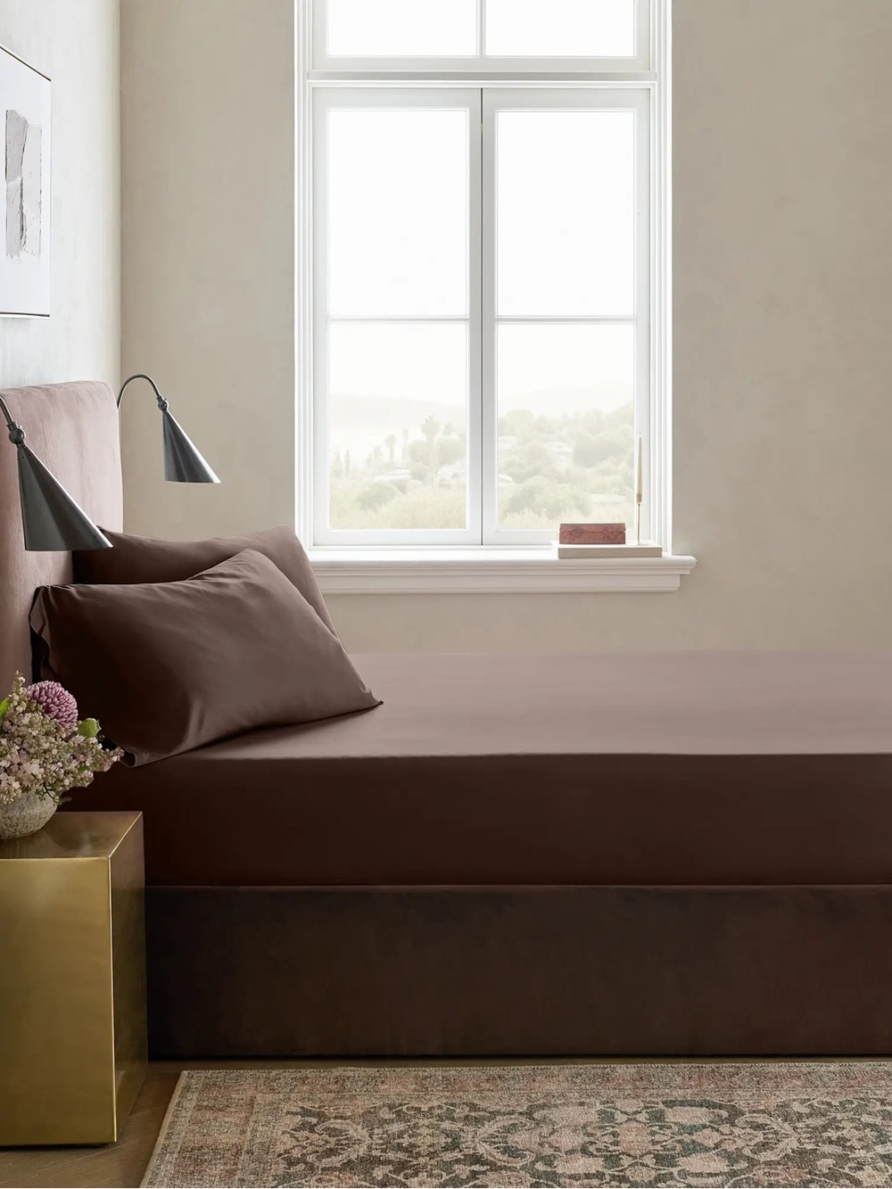 Quince King Bamboo Fitted Sheet Set in Espresso Brown